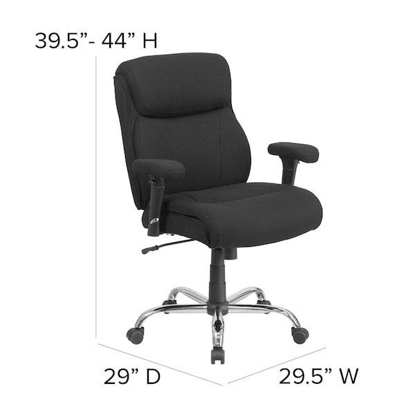 Flash Furniture Hercules Task Office Chair, Black Back, 29-1/2 in W 29" L 44" H, Adjustable Padded, Fabric Seat - GO-2031F-GG