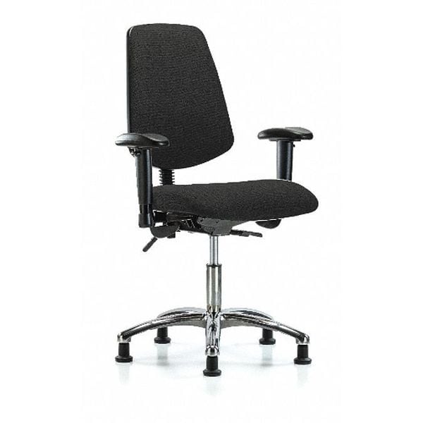 Blue Ridge Ergonomics Desk Chair Fab Desk Chair, Med, Bk, Chrm, AA, Glds, Blk, Adjustable Arms, 19" to 24" Height, Fabric - BR-FDHCH-MB-CR-T0-A1-RG-F42