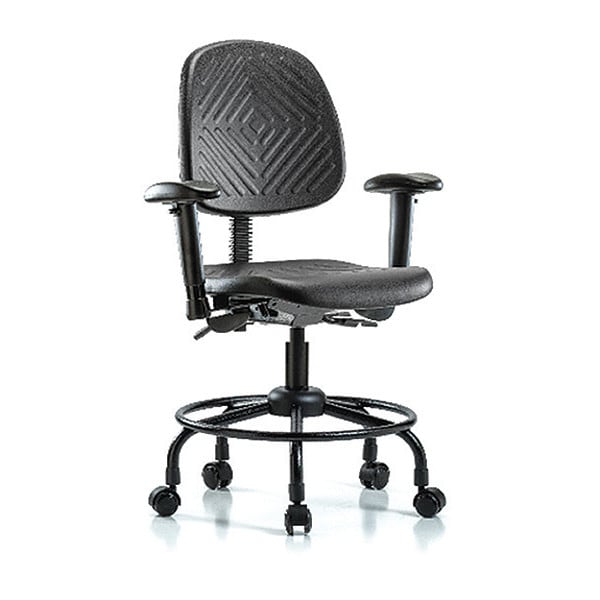 Blue Ridge Ergonomics Desk Chair Desk Chair, Med, Poly, Bk.RT, Tilt AA Cast, Adjustable Arms, 19" to 23" Height, Black; Blue - BR-PDHCH-MB-RT-T1-A1-RC