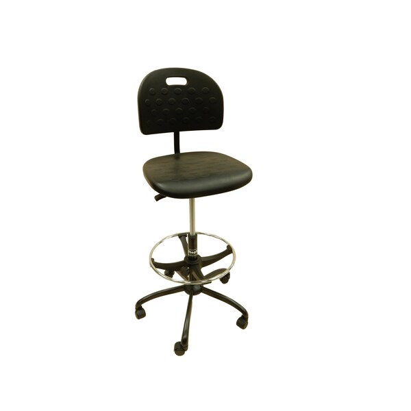 Shopsol Workbench Econ.Polyurethane Chair 23 in to 33 in Seat Ht. Hard Fl. Caster 300 lbs. Seat Cap. Casters - 1010824