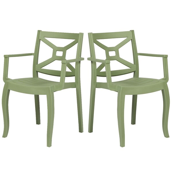 Rainbow Outdoor Zeus Set of 2 Stackable Armchair-Green - RBO-ZEUSBOX-GRE-AC-SET2