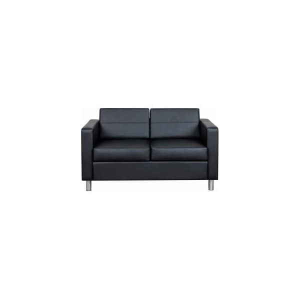 Global Equipment Interion    Antimicrobial Upholstered Leather Loveseat, Black - HX-7009-ANT