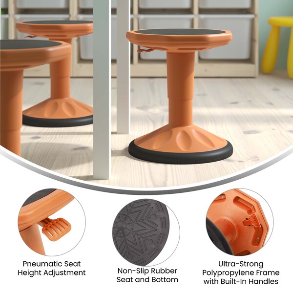 Flash Furniture Orange Kids Adjustable Active Learning Stool - AY-9001S-OR-GG