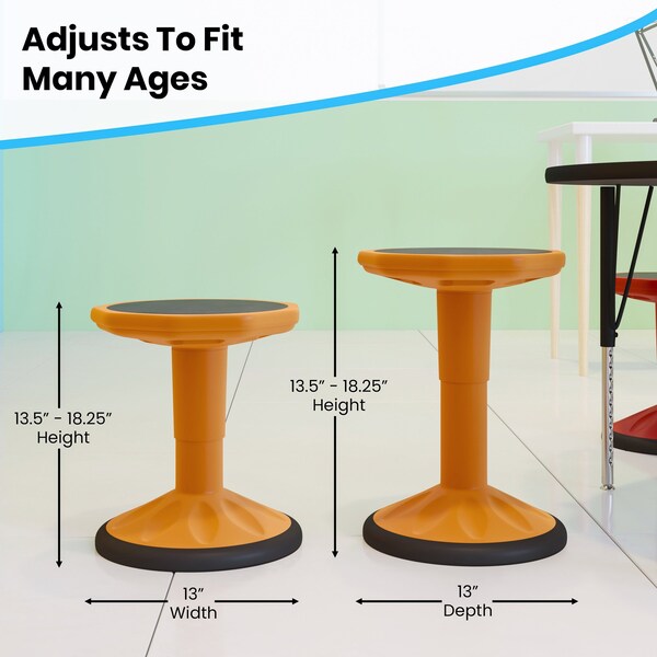 Flash Furniture Orange Kids Adjustable Active Learning Stool - AY-9001S-OR-GG