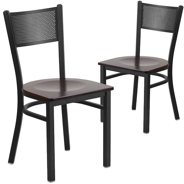Flash Furniture Black Grid Chair-Wal Seat - 2-XU-DG-60115-GRD-WALW-GG