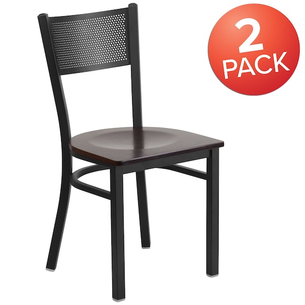 Flash Furniture Black Grid Chair-Wal Seat - 2-XU-DG-60115-GRD-WALW-GG