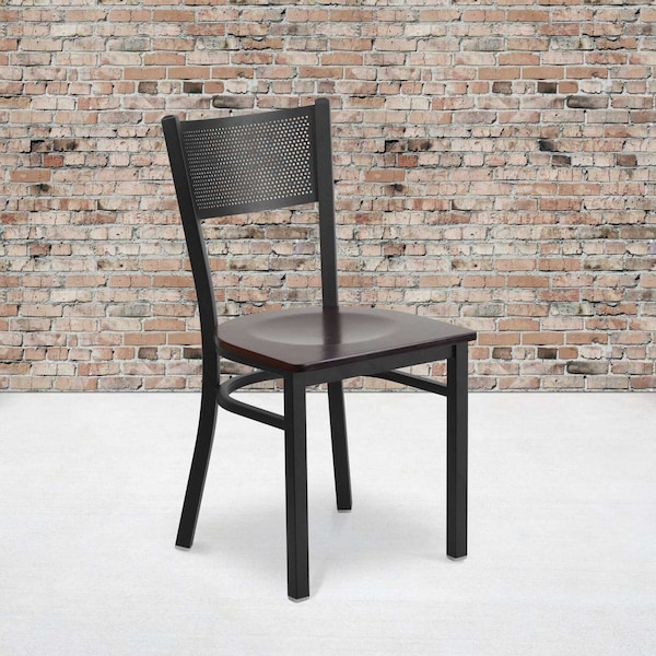 Flash Furniture Black Grid Chair-Wal Seat - 2-XU-DG-60115-GRD-WALW-GG