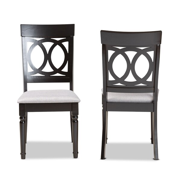 Baxton Studio Lucie Modern and Contemporary Grey Fabric and Espresso Brown Finished Wood 2-Piece Dining Chair Set - 176-10538-ZORO