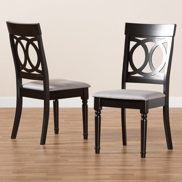 Baxton Studio Lucie Modern and Contemporary Grey Fabric and Espresso Brown Finished Wood 2-Piece Dining Chair Set - 176-10538-ZORO