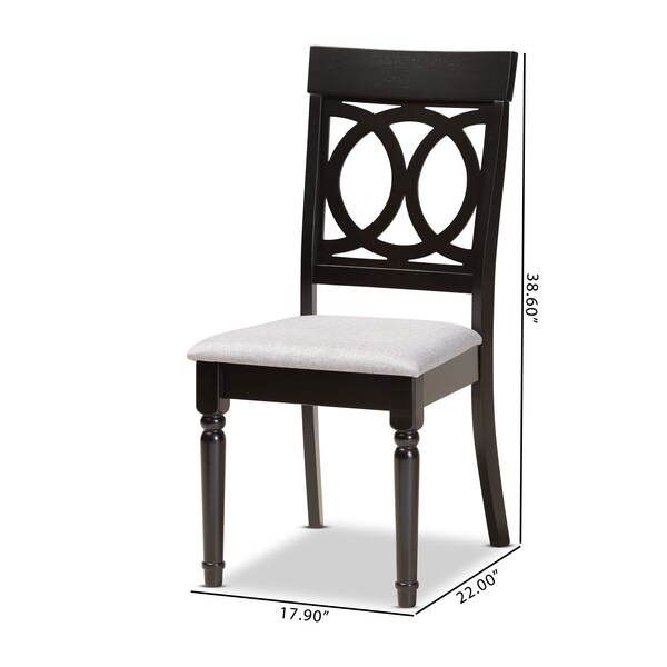 Baxton Studio Lucie Modern and Contemporary Grey Fabric and Espresso Brown Finished Wood 2-Piece Dining Chair Set - 176-10538-ZORO