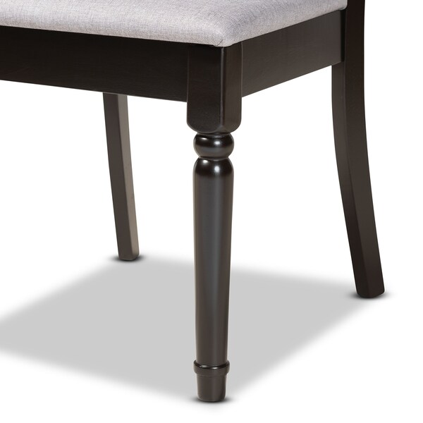 Baxton Studio Lucie Modern and Contemporary Grey Fabric and Espresso Brown Finished Wood 2-Piece Dining Chair Set - 176-10538-ZORO
