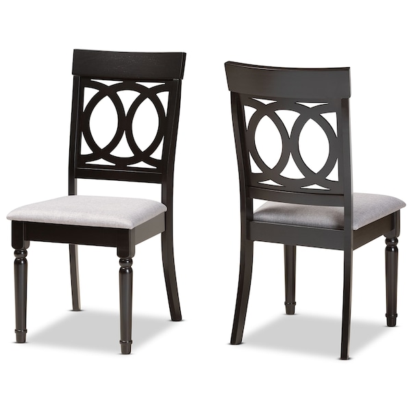 Baxton Studio Lucie Modern and Contemporary Grey Fabric and Espresso Brown Finished Wood 2-Piece Dining Chair Set - 176-10538-ZORO