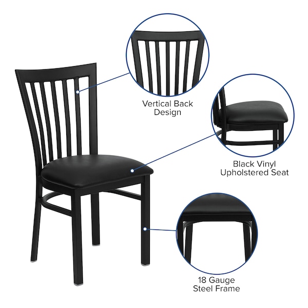 Flash Furniture Hercules Restaurant Chair, 17-1/4 in W 18-3/4" L 34-3/4" H - XU-DG6Q4BSCH-BLKV-GG
