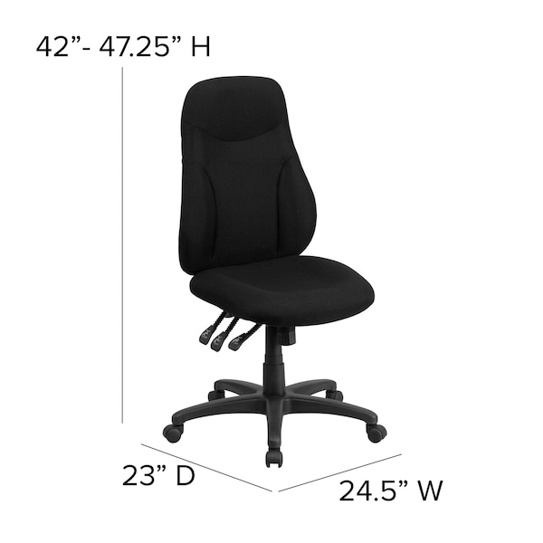 Flash Furniture Fabric Task Chair, 16-3/4" to 20-1/2", Black - BT-90297H-GG