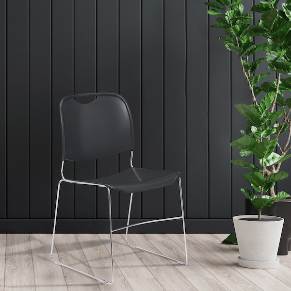 National Public Seating Stacking Chair, 8500 Series, Polypropylene Gray, PK4 - 8502