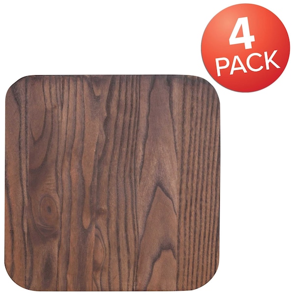 Flash Furniture Rustic Walnut Wood Seat for Colorful Metal Barstools - 4-CH-31320M1D-GG