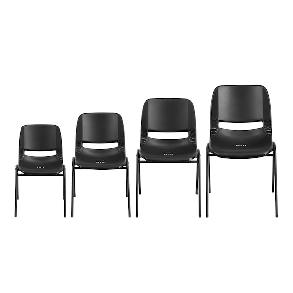 Flash Furniture Stack Chair, Frame, Black, 16" - RUT-16-PDR-BLACK-GG