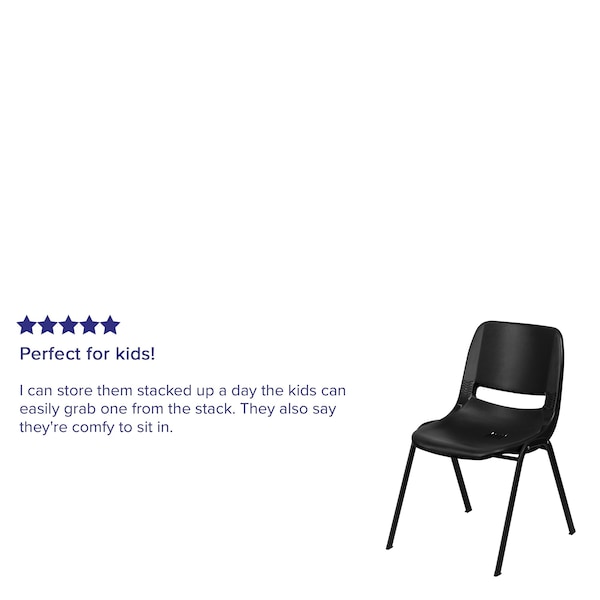 Flash Furniture Stack Chair, Frame, Black, 16" - RUT-16-PDR-BLACK-GG
