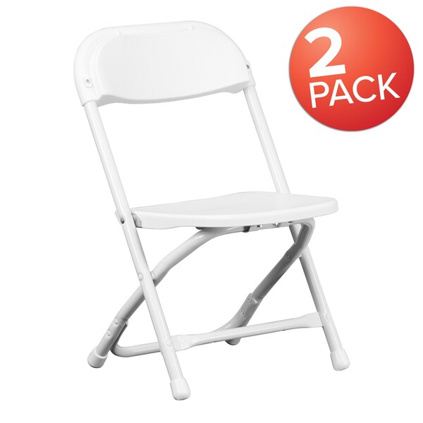 Flash Furniture Kids White Plastic Folding Chair - 2-Y-KID-WH-GG