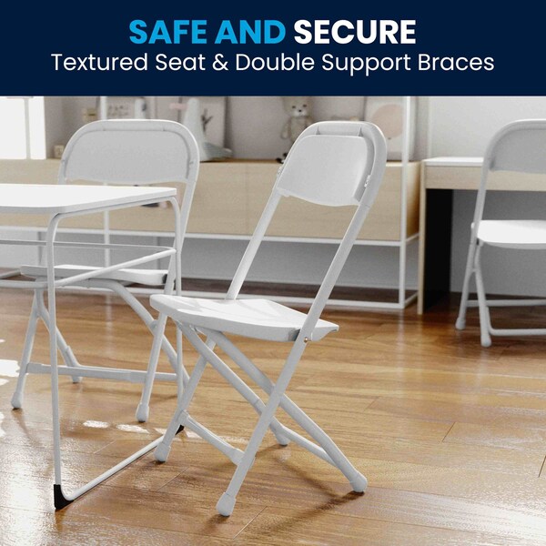 Flash Furniture Kids White Plastic Folding Chair - 2-Y-KID-WH-GG