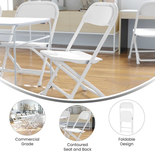 Flash Furniture Kids White Plastic Folding Chair - 2-Y-KID-WH-GG