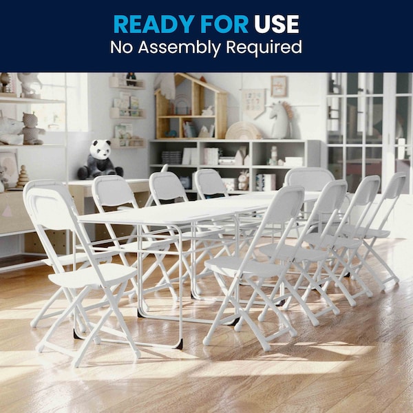 Flash Furniture Kids White Plastic Folding Chair - 2-Y-KID-WH-GG
