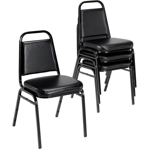 Interion By Global Industrial Interion Banquet Chair with Square Back, Vinyl, 2-1/2in Seat Thickness, Black - 695863