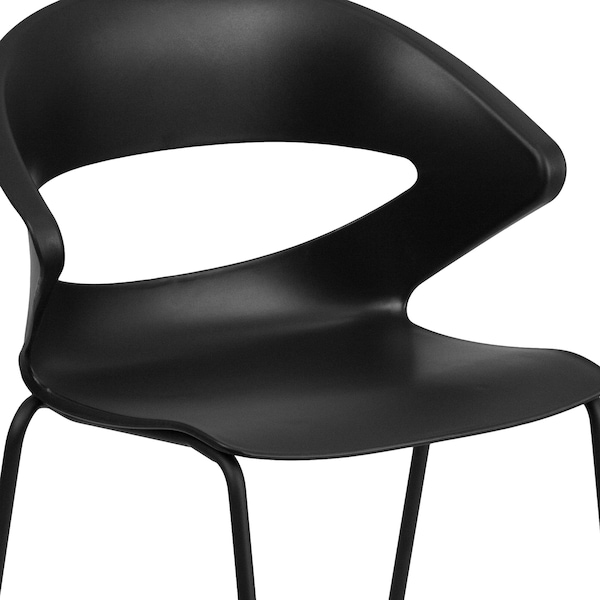 Flash Furniture Stack Chair, 440 lb. Capacity, Black - RUT-4-BK-GG