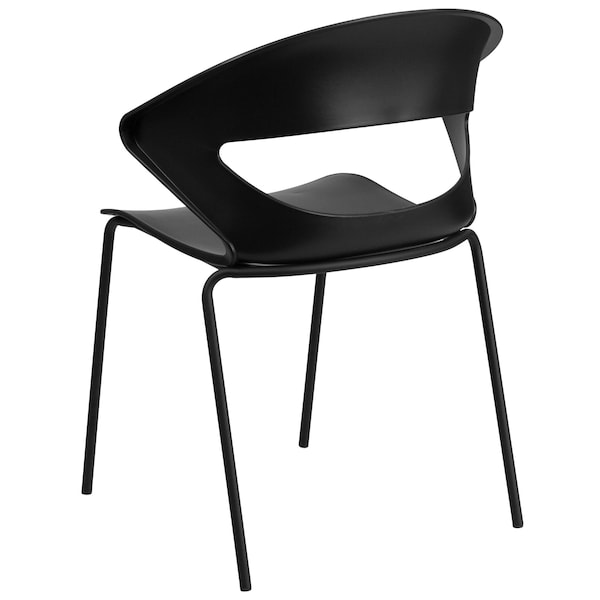 Flash Furniture Stack Chair, 440 lb. Capacity, Black - RUT-4-BK-GG