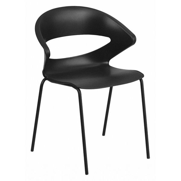 Flash Furniture Stack Chair, 440 lb. Capacity, Black - RUT-4-BK-GG