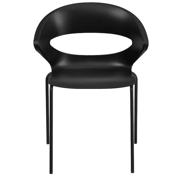 Flash Furniture Stack Chair, 440 lb. Capacity, Black - RUT-4-BK-GG