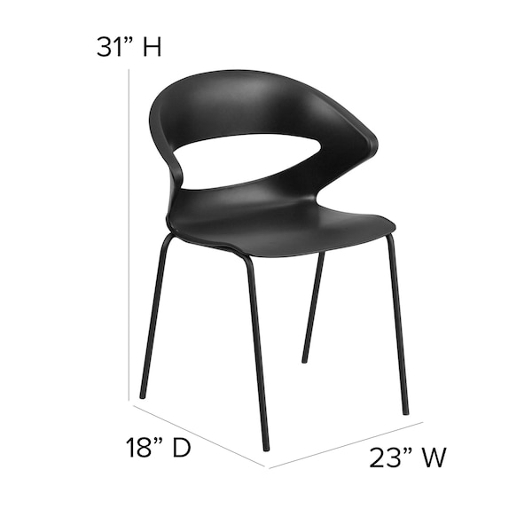Flash Furniture Stack Chair, 440 lb. Capacity, Black - RUT-4-BK-GG