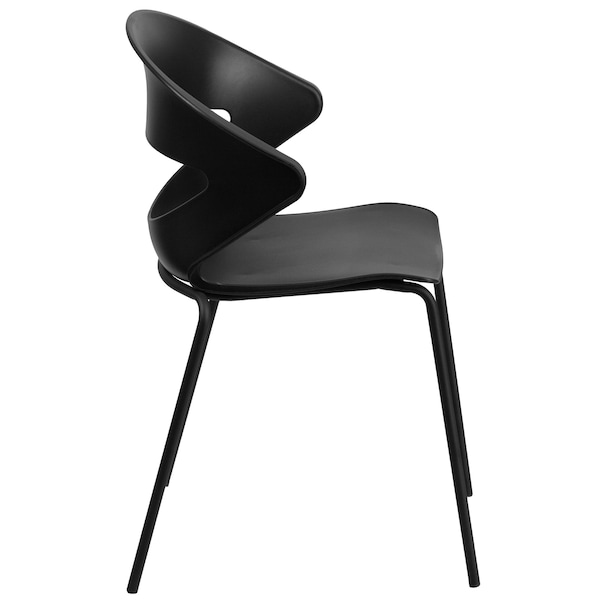 Flash Furniture Stack Chair, 440 lb. Capacity, Black - RUT-4-BK-GG