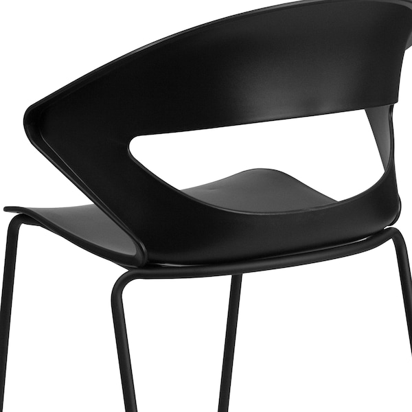 Flash Furniture Stack Chair, 440 lb. Capacity, Black - RUT-4-BK-GG