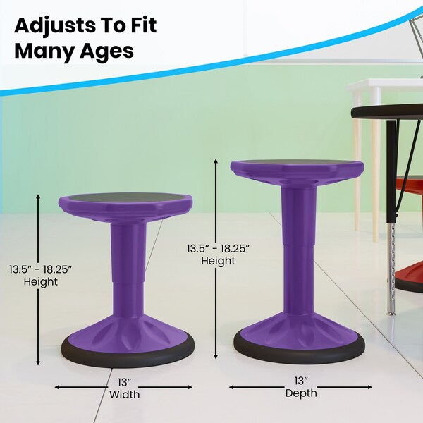 Flash Furniture Purple Kids Adjustable Active Learning Stool - AY-9001S-PR-GG