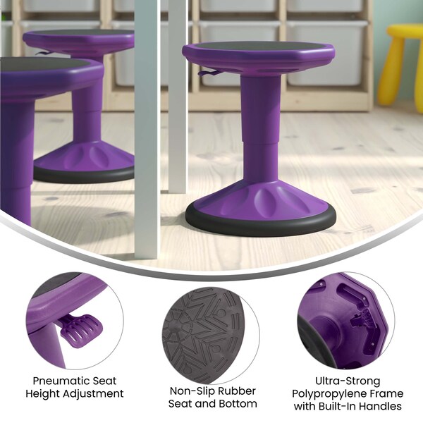 Flash Furniture Purple Kids Adjustable Active Learning Stool - AY-9001S-PR-GG