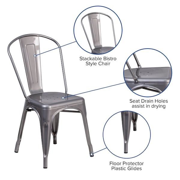 Flash Furniture Contemporary Indoor Stackable Chair, 17-3/4 in W 21" L 33-1/2" H - XU-DG-TP001-GG