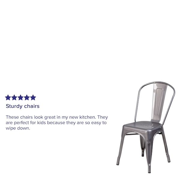 Flash Furniture Contemporary Indoor Stackable Chair, 17-3/4 in W 21" L 33-1/2" H - XU-DG-TP001-GG