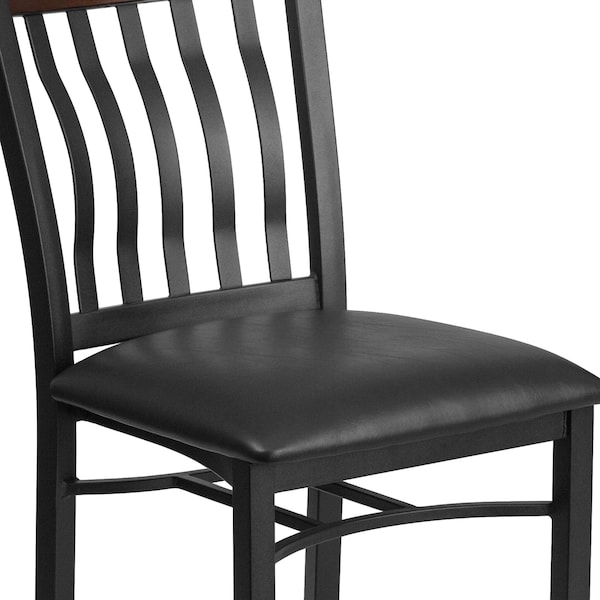 Flash Furniture Eclipse Restaurant Chair, 17 in W 24-1/2" L 35-3/4" H - XU-DG-60618-WAL-BLKV-GG