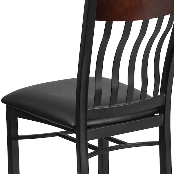 Flash Furniture Eclipse Restaurant Chair, 17 in W 24-1/2" L 35-3/4" H - XU-DG-60618-WAL-BLKV-GG