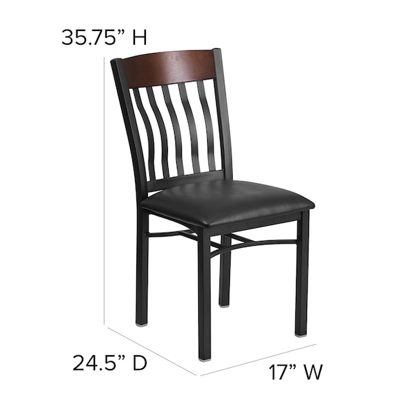 Flash Furniture Eclipse Restaurant Chair, 17 in W 24-1/2" L 35-3/4" H - XU-DG-60618-WAL-BLKV-GG