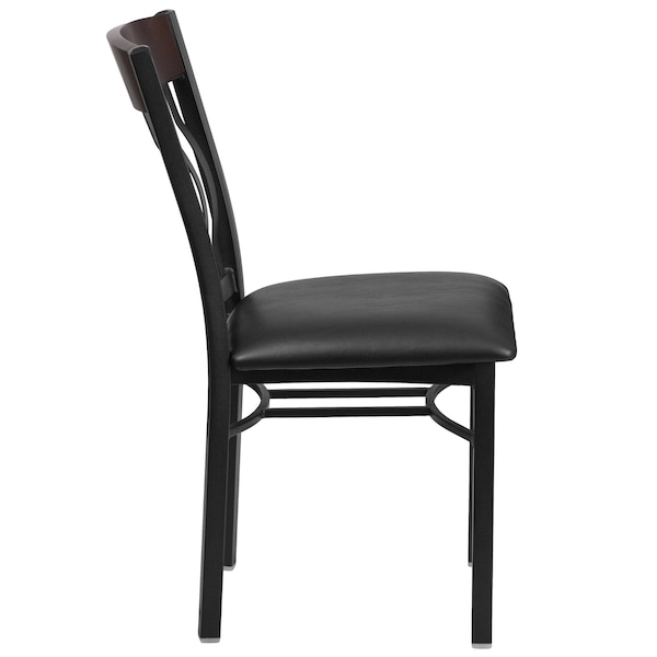 Flash Furniture Eclipse Restaurant Chair, 17 in W 24-1/2" L 35-3/4" H - XU-DG-60618-WAL-BLKV-GG