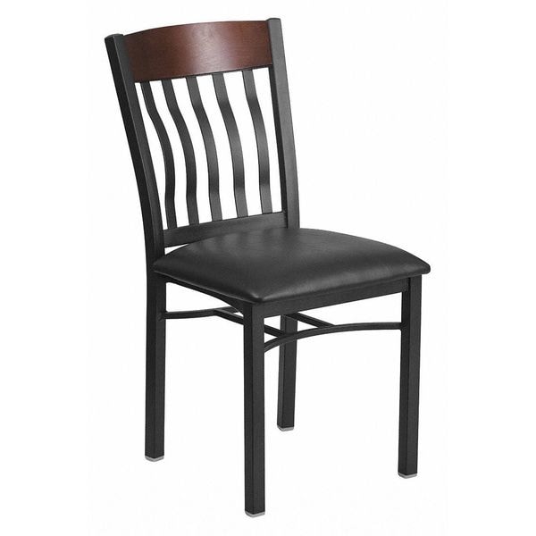Flash Furniture Eclipse Restaurant Chair, 17 in W 24-1/2" L 35-3/4" H - XU-DG-60618-WAL-BLKV-GG