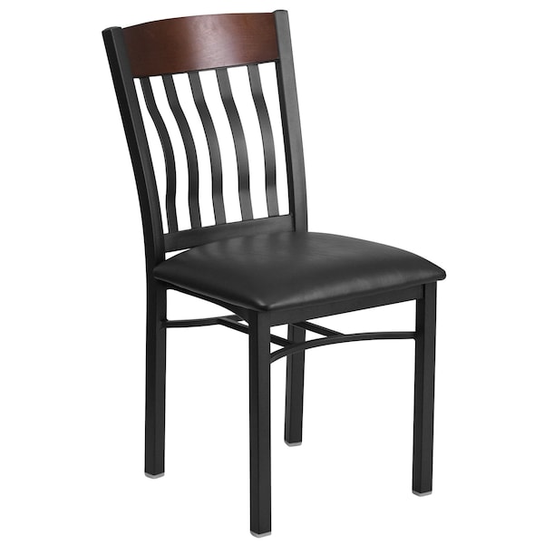 Flash Furniture Eclipse Restaurant Chair, 17 in W 24-1/2" L 35-3/4" H - XU-DG-60618-WAL-BLKV-GG