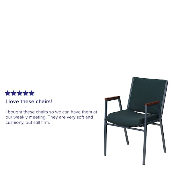 Flash Furniture Fabric Stack Chair w/Arms, Green - XU-60154-GN-GG