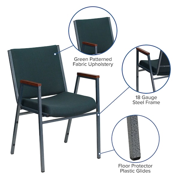 Flash Furniture Fabric Stack Chair w/Arms, Green - XU-60154-GN-GG