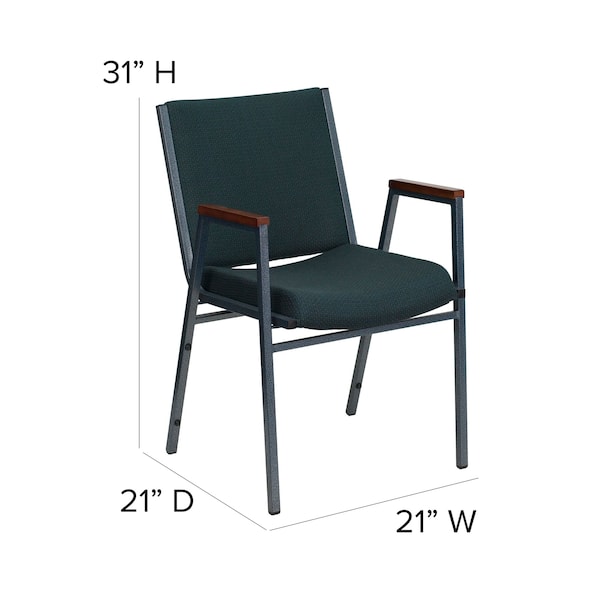 Flash Furniture Fabric Stack Chair w/Arms, Green - XU-60154-GN-GG