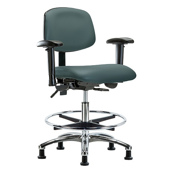 Zoro Select Medium Bench Chair Ergonomic Chair, Adjustable Arms, 21-1/2" to 29" Height, Polyurethane, Vinyl - BR-VMBCH-CR-T1-A1-CF-RG-8546