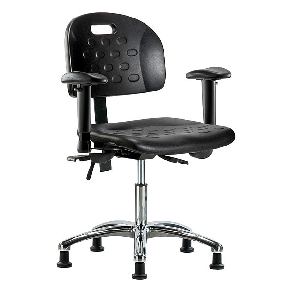 Zoro Select Ergonomic Chair Ergonomic Chair, Adjustable Arms, 17-3/4" to 23" Height, Vinyl, Black - BR-HPDHCH-CR-T0-A1-RG-BLK