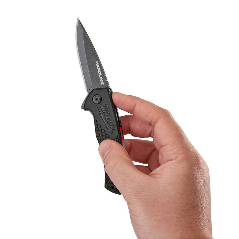 Milwaukee Hardline 2 .5 in. D 2 Steel Smooth Blade Pocket Folding Knife with 2 5 ft. Gen II STUD Tape Measure (2 -Piece) - 48-22-1997-48-22-9725